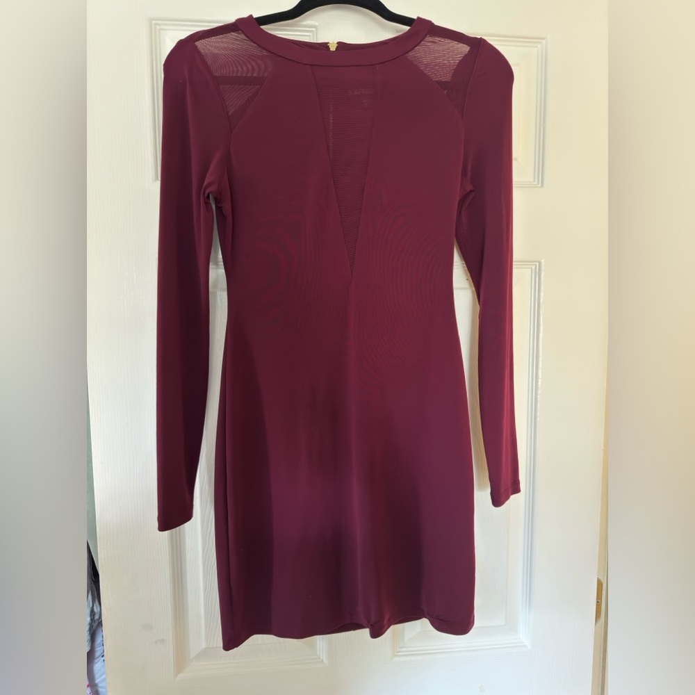 Express Deep Red Long Sleeve Dress XS